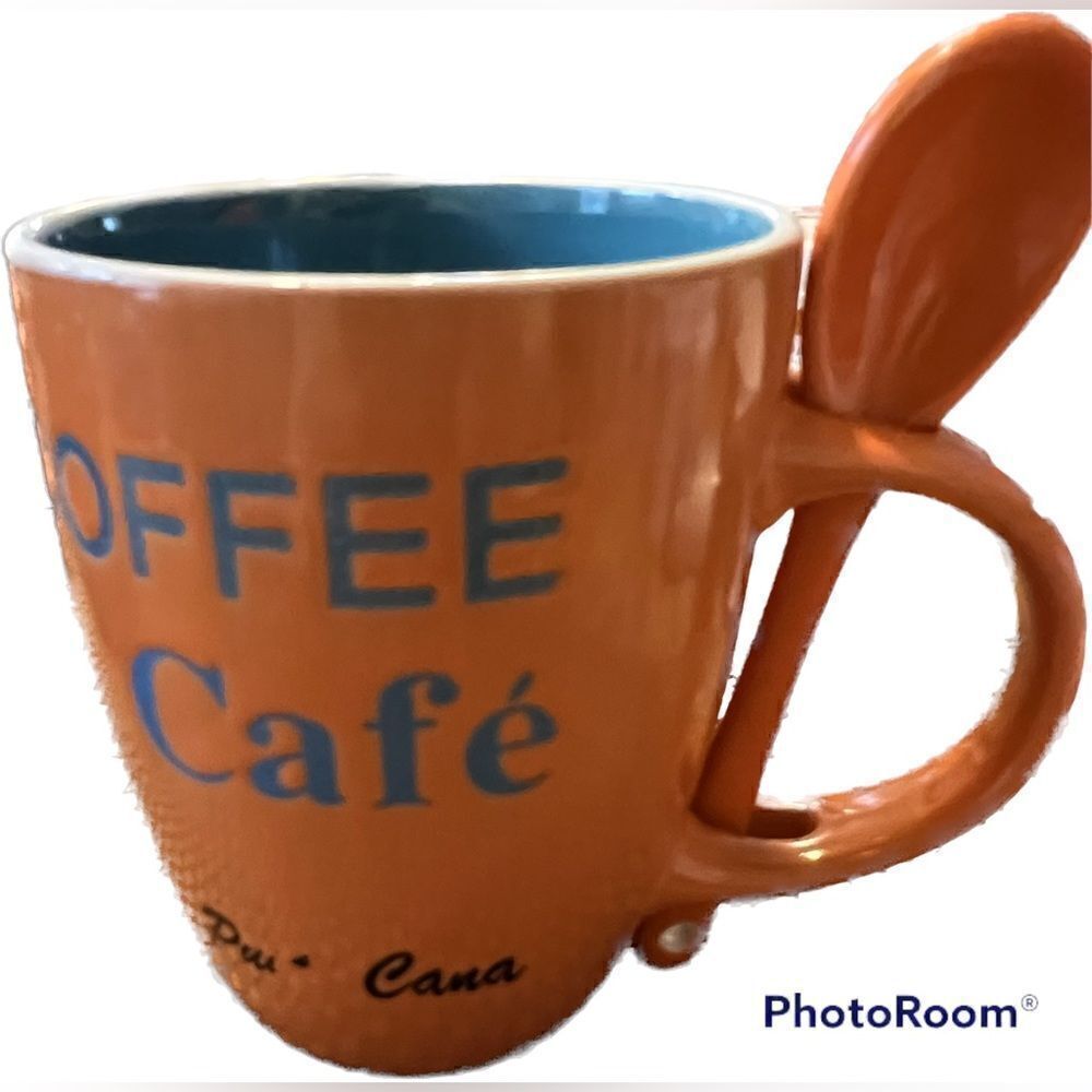 Mug with spoon stirrer, Punta Cana souvenir, never used!